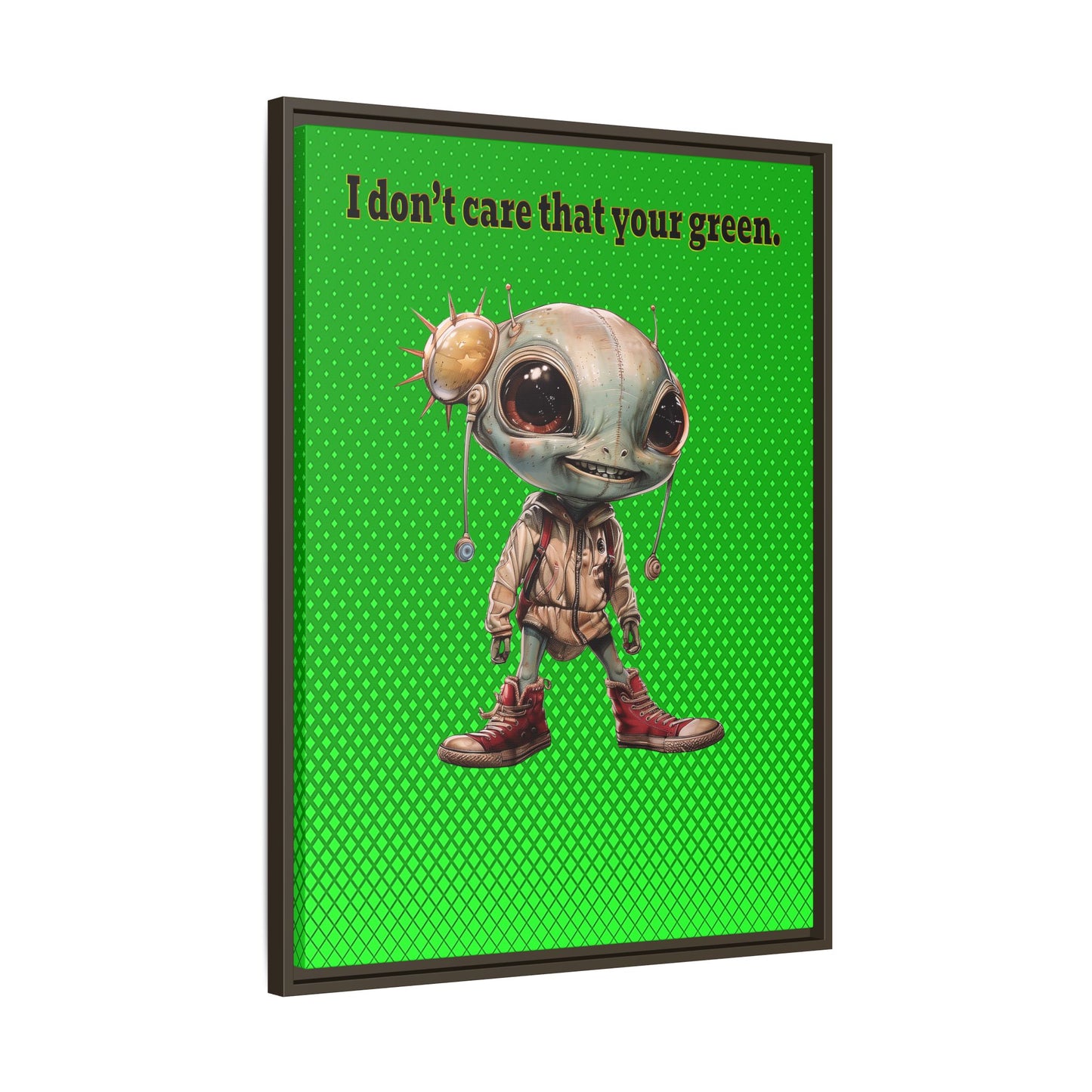 I don't care that your green - framed canvas art (logo green)