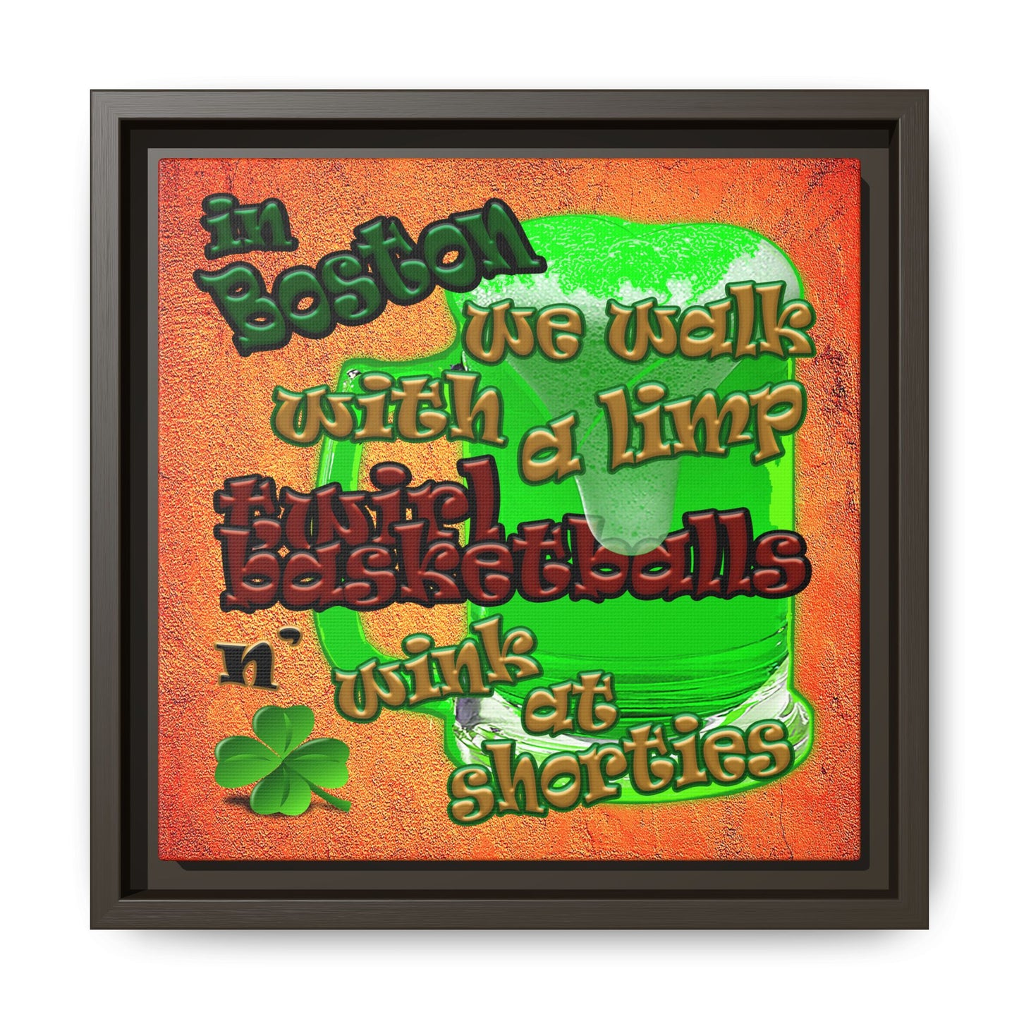 celtics logo - framed canvas art (burnt orange)
