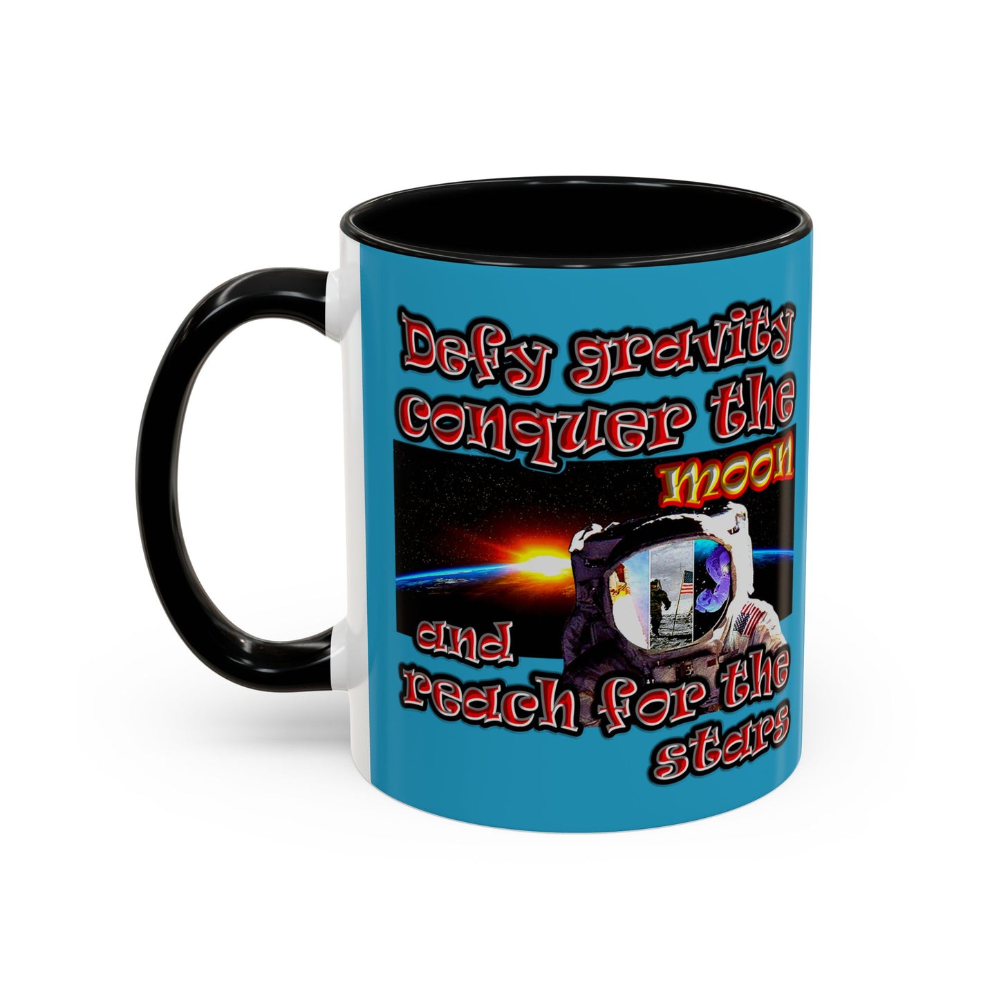 defy conquer reach - Accent Mug (turquoise)