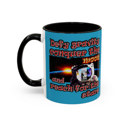 defy conquer reach - Accent Mug (turquoise)