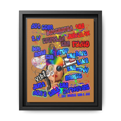 drop the beat - framed canvas art (light brown)