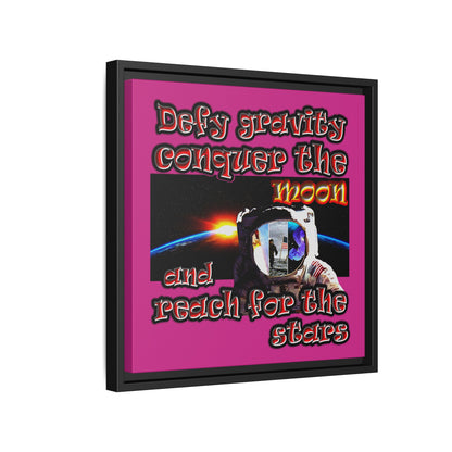defy conquer reach - framed canvas art (pink)