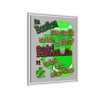 celtics logo - framed canvas art (light grey)
