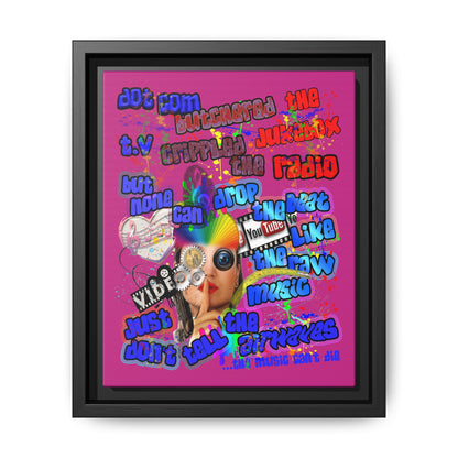 drop the beat - framed canvas art (pink)
