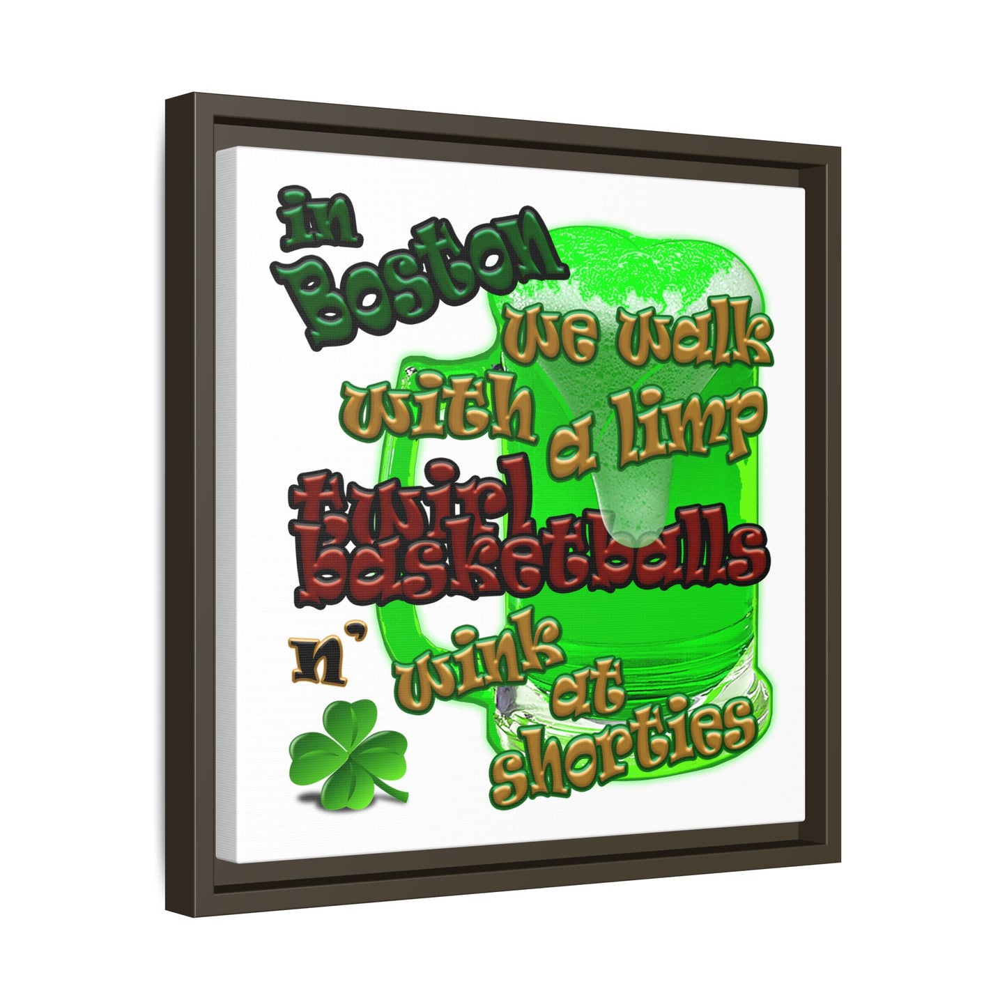 celtics logo - framed canvas art (white)