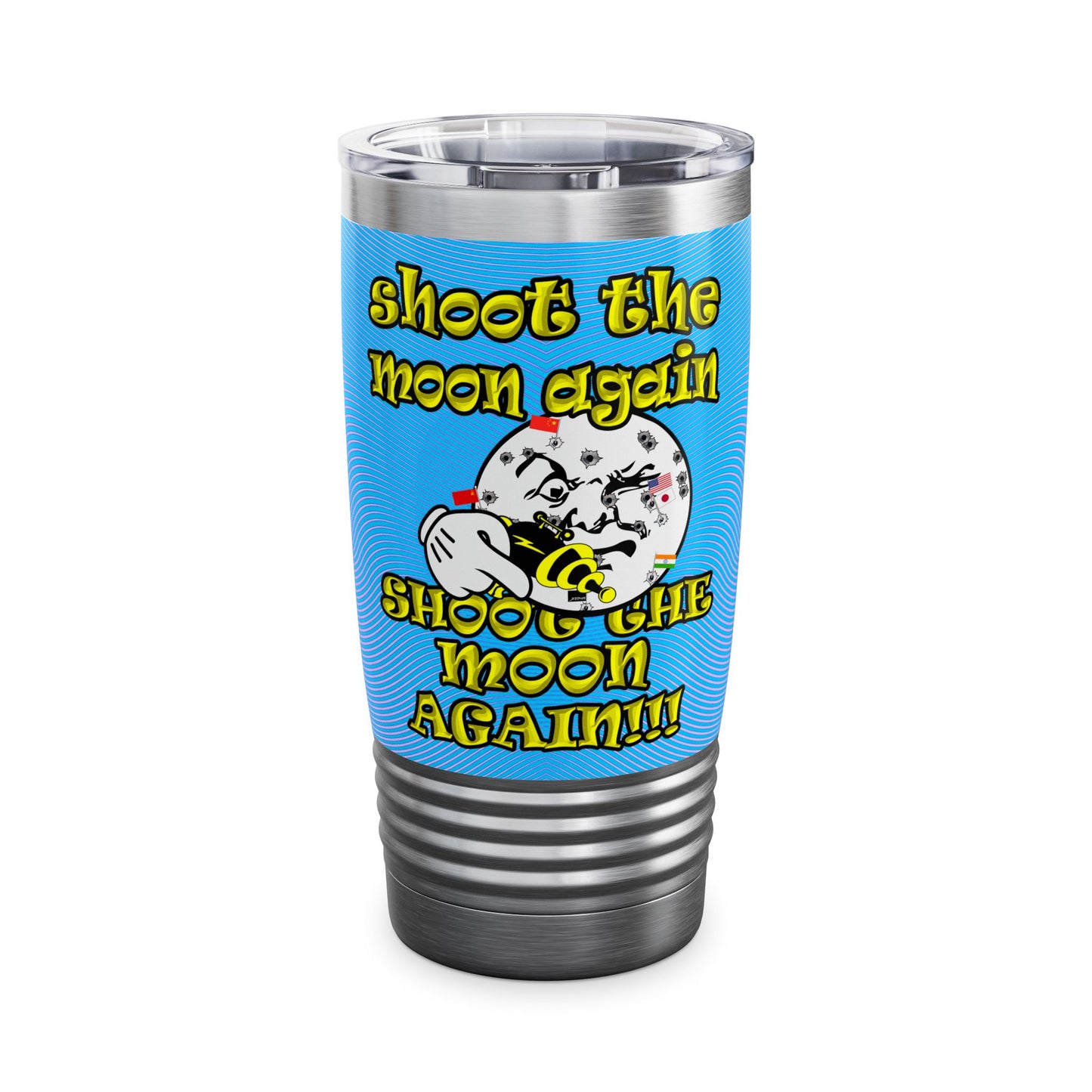 shoot the moon again - Ringneck Tumbler, 20oz (light blue-purple wave)