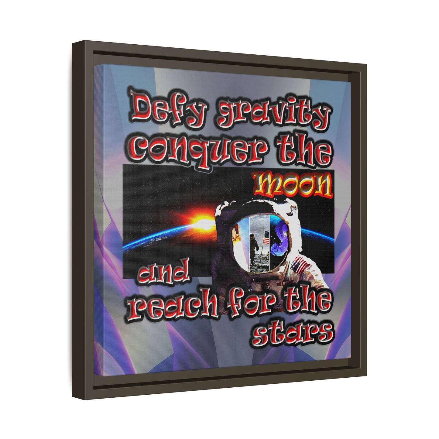 defy conquer reach - framed canvas art (grey-pink wave)