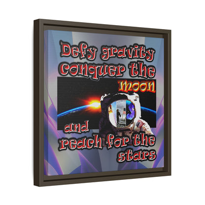 defy conquer reach - framed canvas art (grey-pink wave)