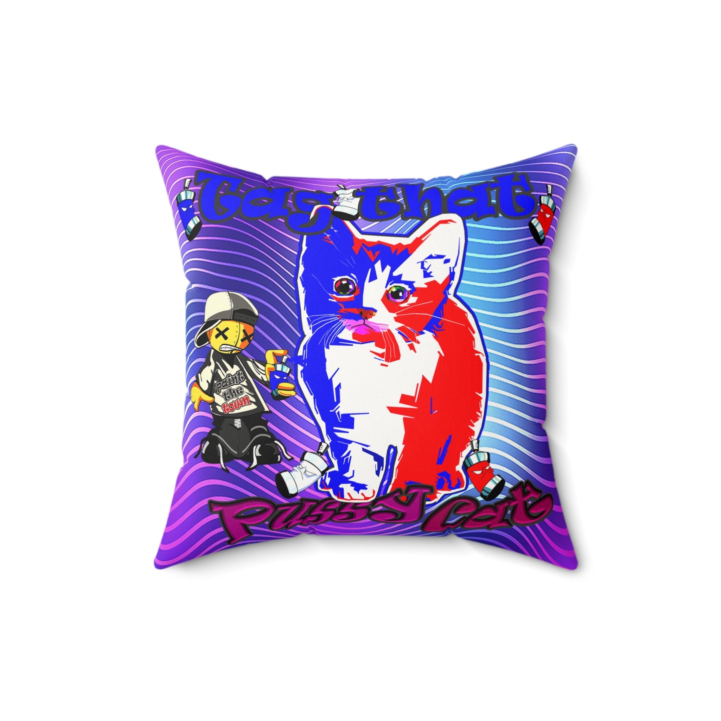 tag that - Faux Suede Square Pillow - (purple wave)