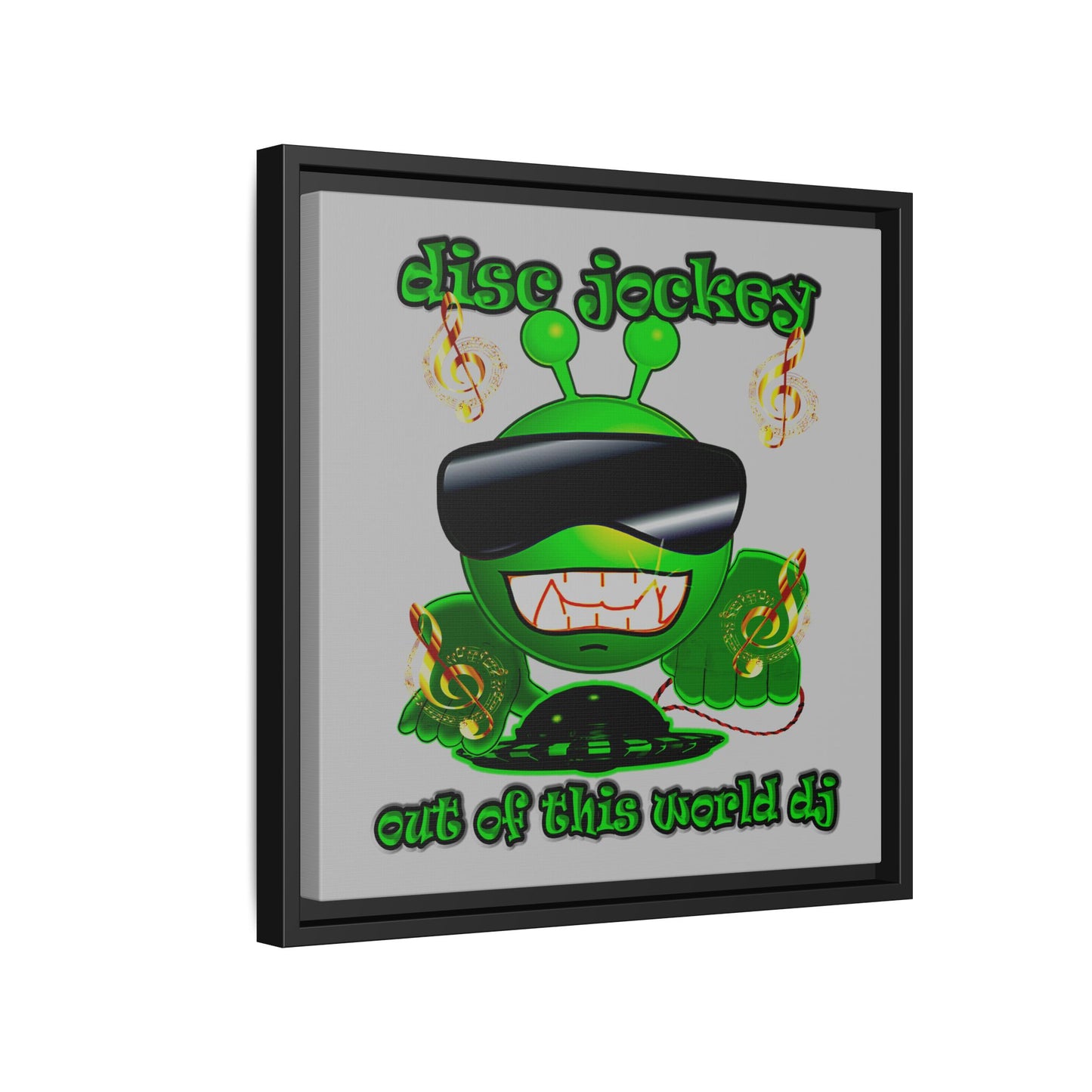 disc jockey - framed canvas art (light grey)