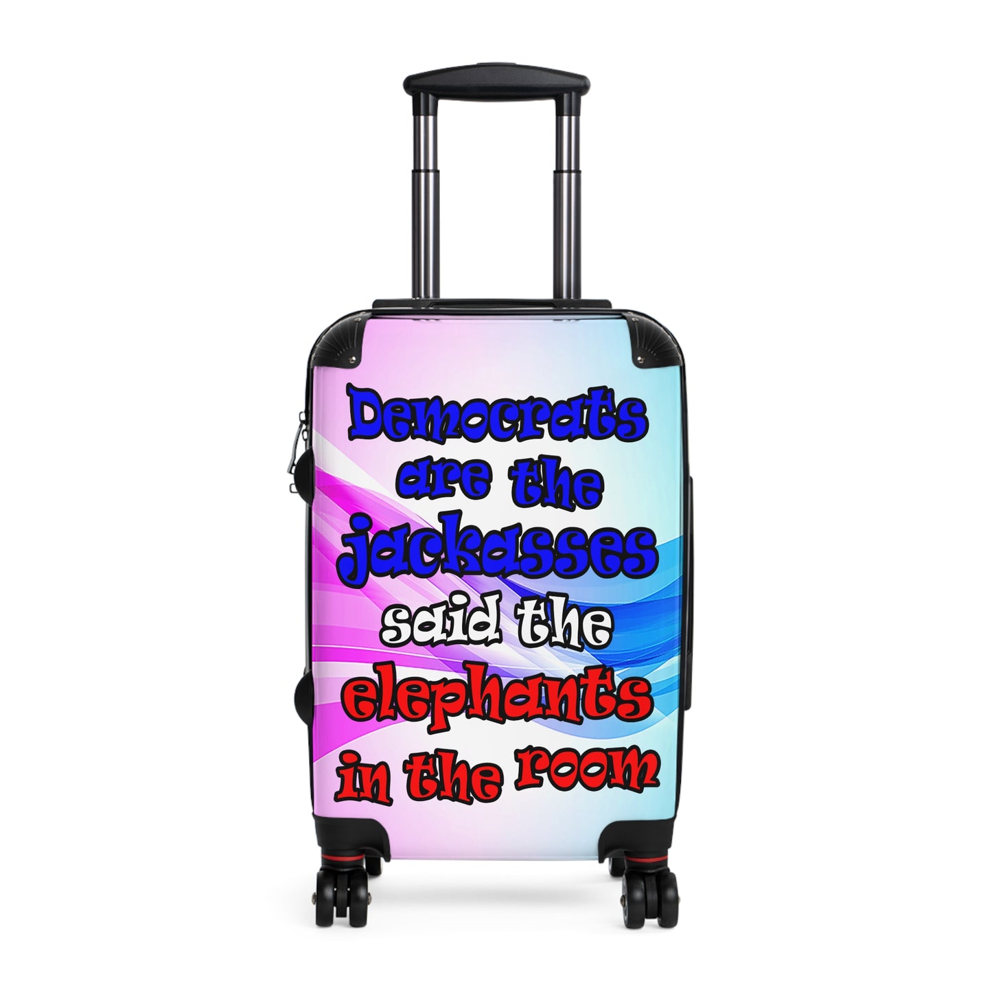 donkeys and elephants - Suitcase (light blue-pink wave)
