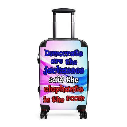 donkeys and elephants - Suitcase (light blue-pink wave)