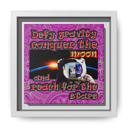 defy conquer reach - framed canvas art (pink swirl)
