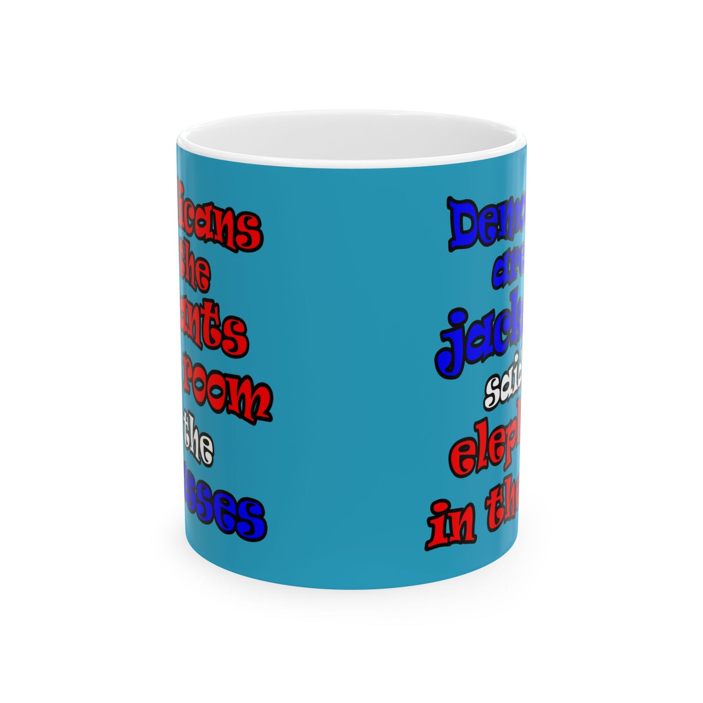 donkeys and elephants - White Mug (turquoise)