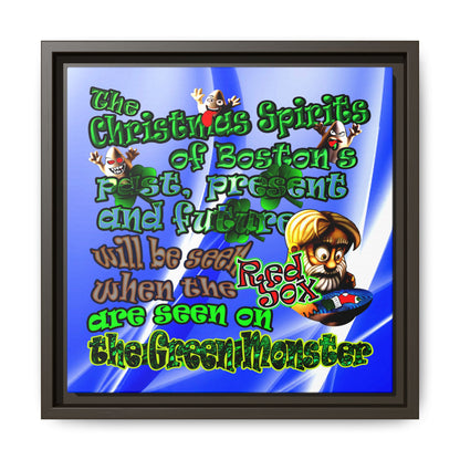 christmas spirits of boston - framed canvas art (blue-white wave)