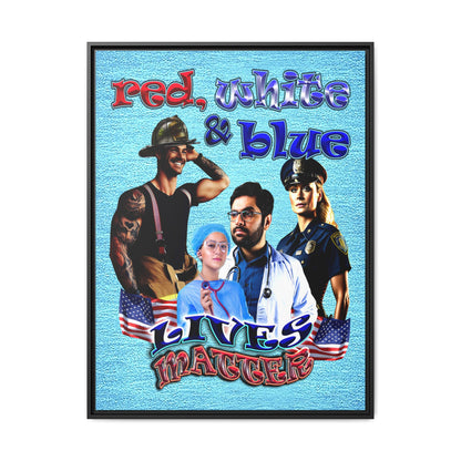 rw&b lives matter - framed canvas art (faded blue)