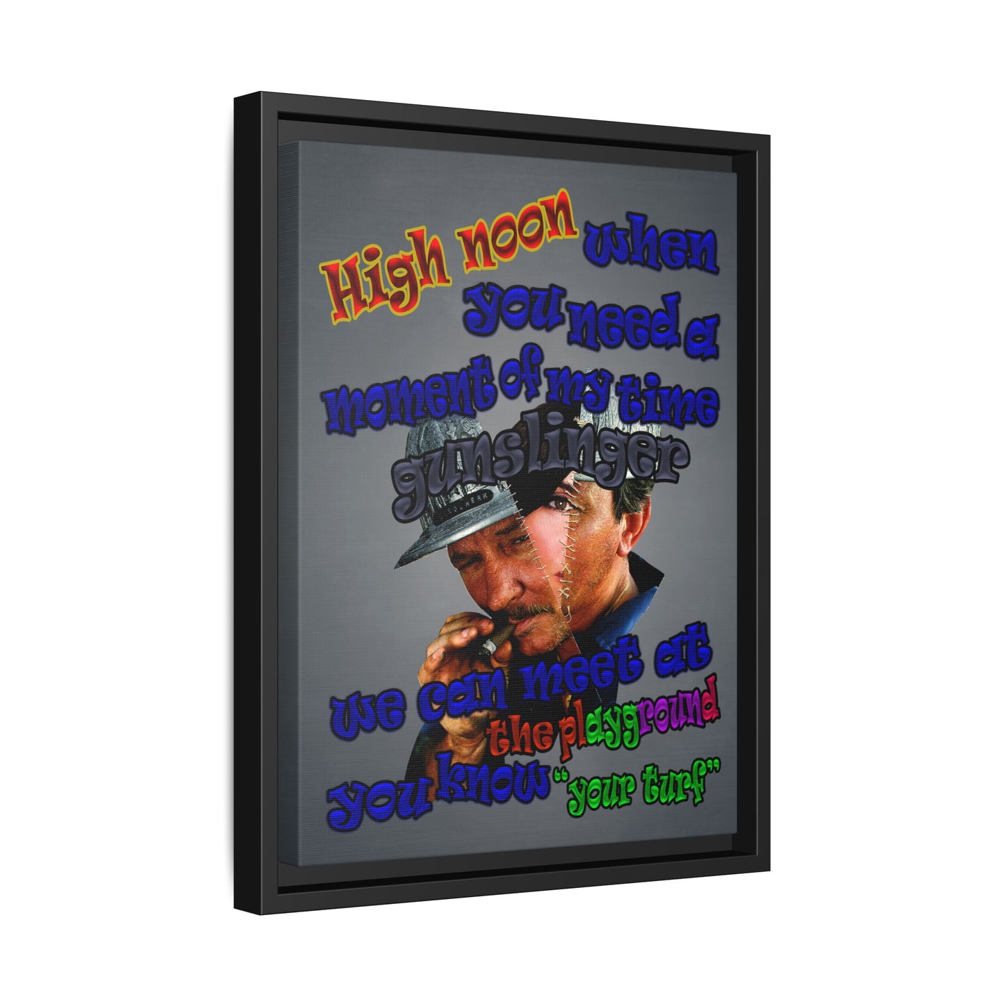 high noon - framed canvas art (grey-light grey)
