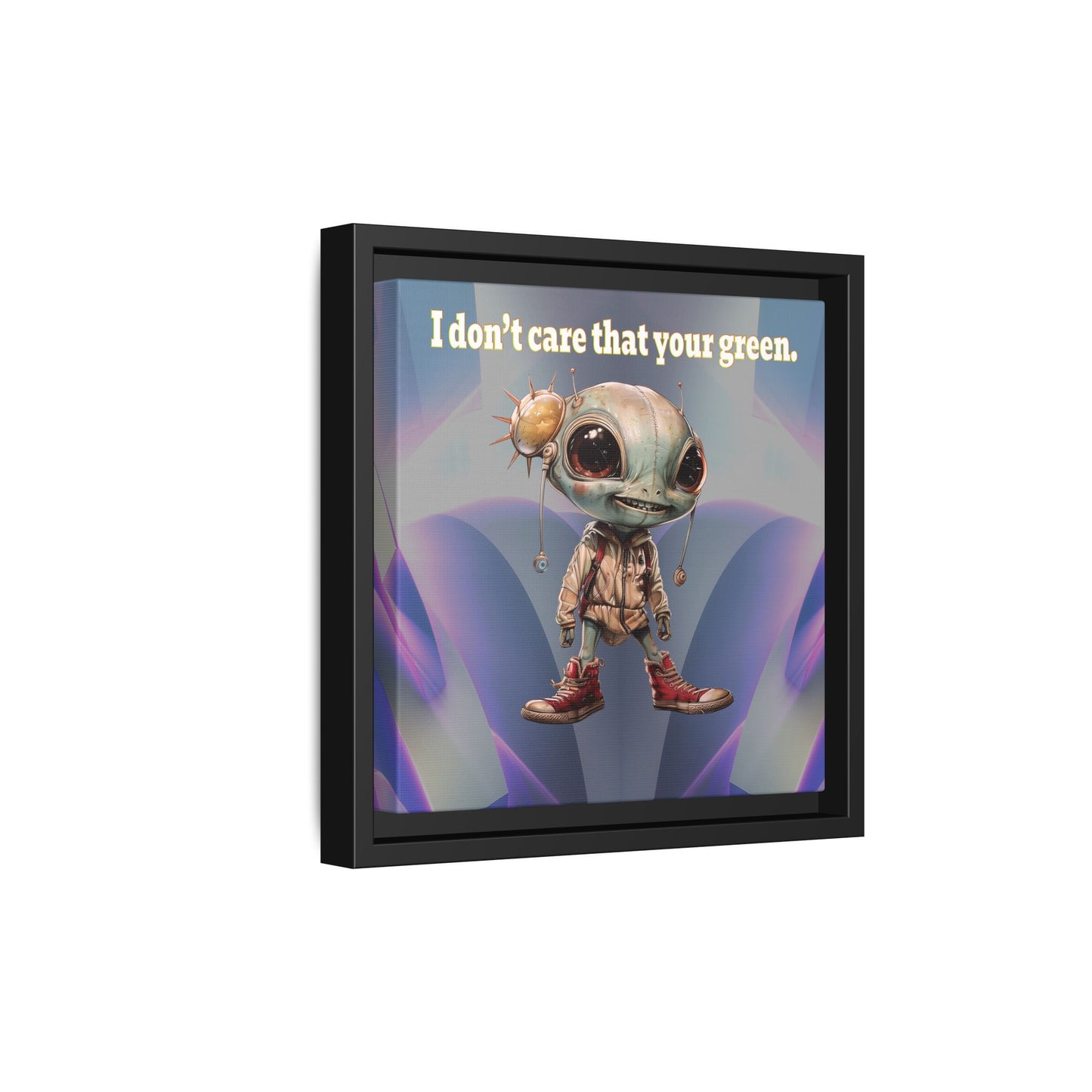 I don't care that your green - framed canvas art (grey-pink wave)