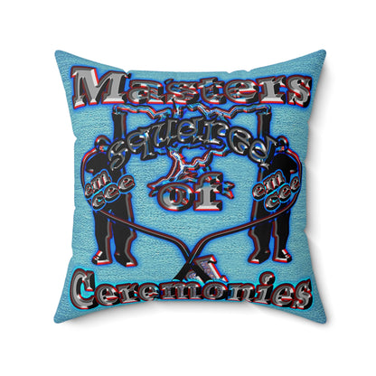 em cee squared - Spun Polyester Square Pillow - (faded dark blue)