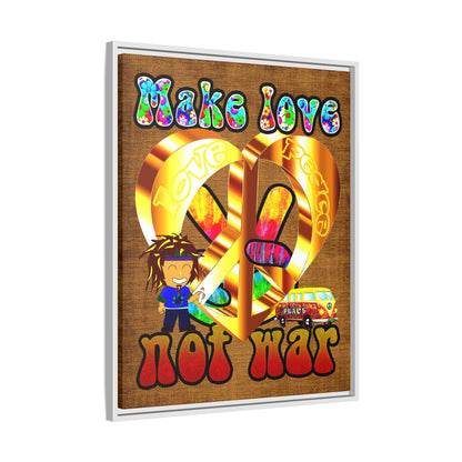 love peace - framed canvas art (brown papyrus)