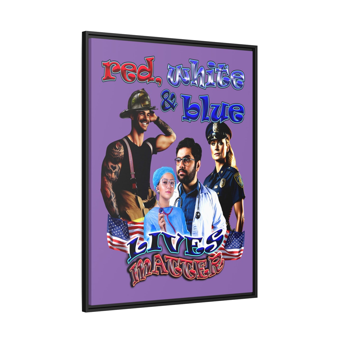 rw&b lives matter - framed canvas art (light purple)