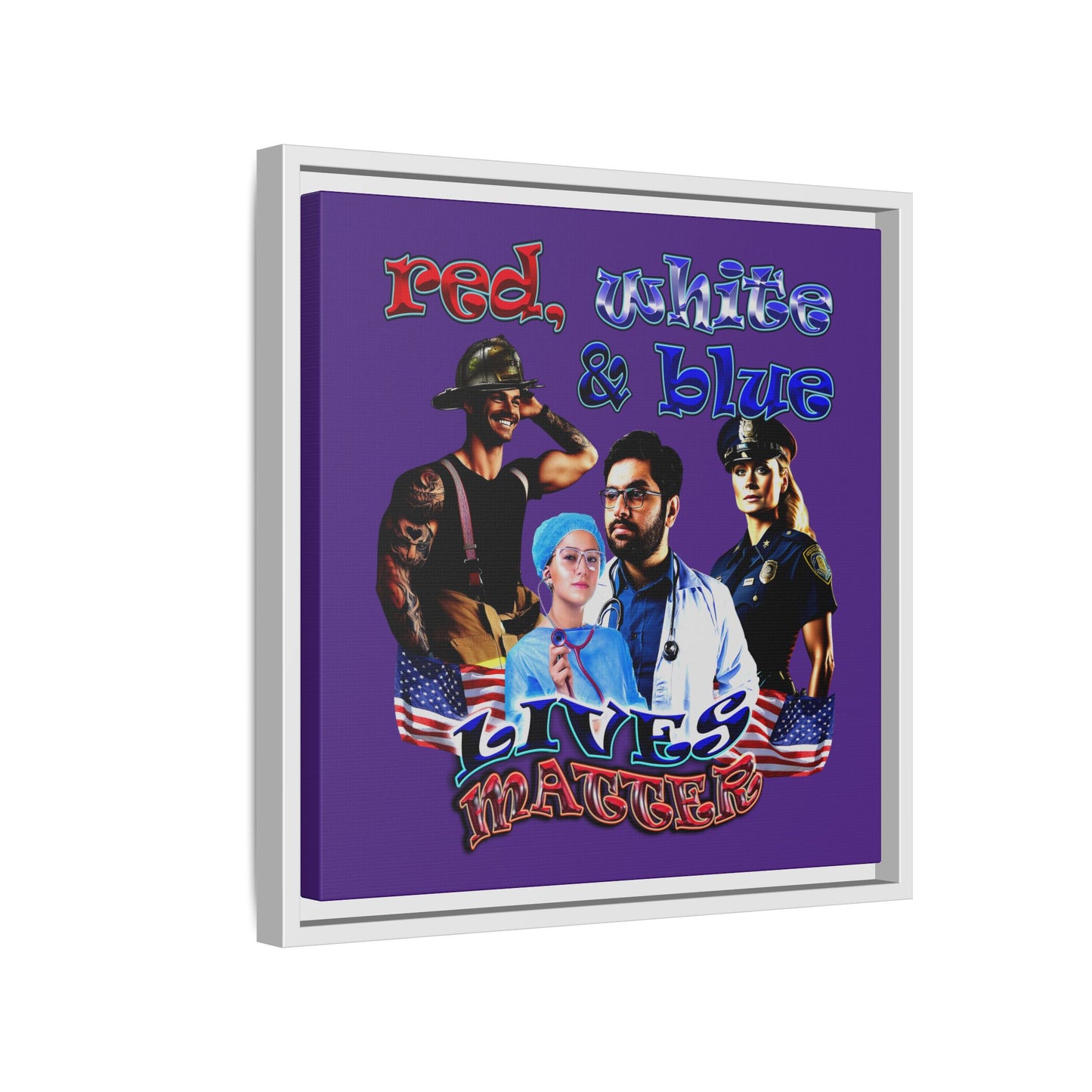 rw&b lives matter - framed canvas art (purple)