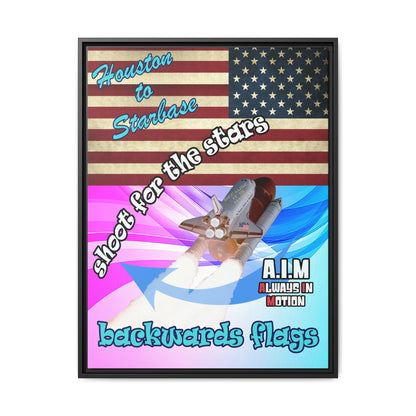 shoot for the stars - framed canvas art (light blue-pink wave)