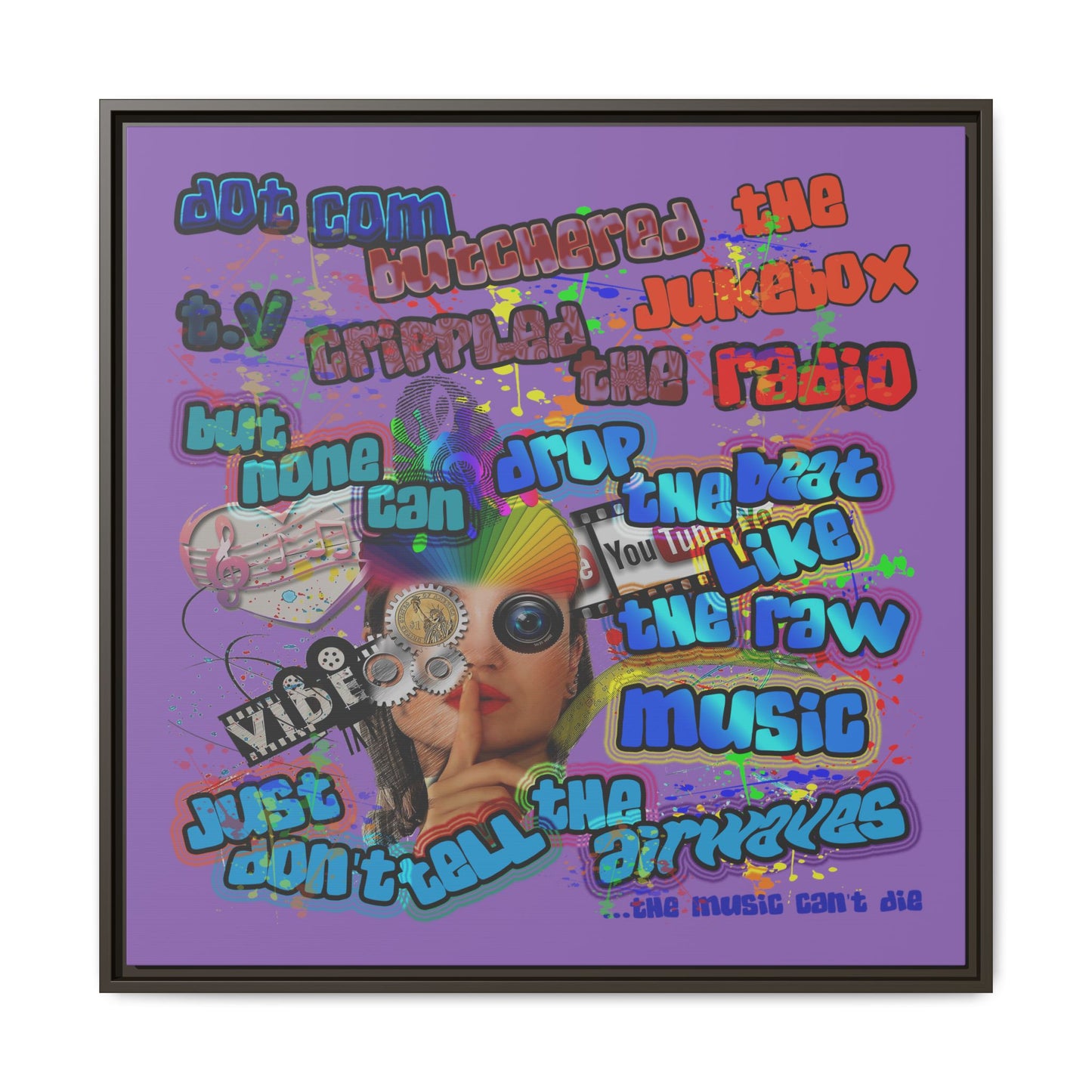drop the beat - framed canvas art (light purple)