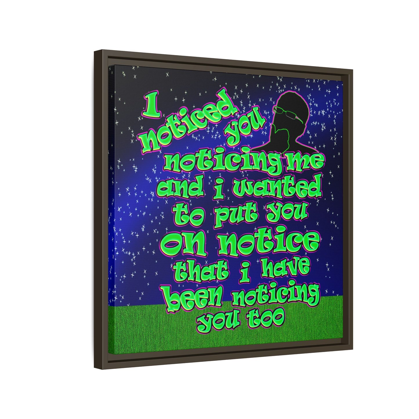 noticed you noticing - framed canvas art ('snoops' background)