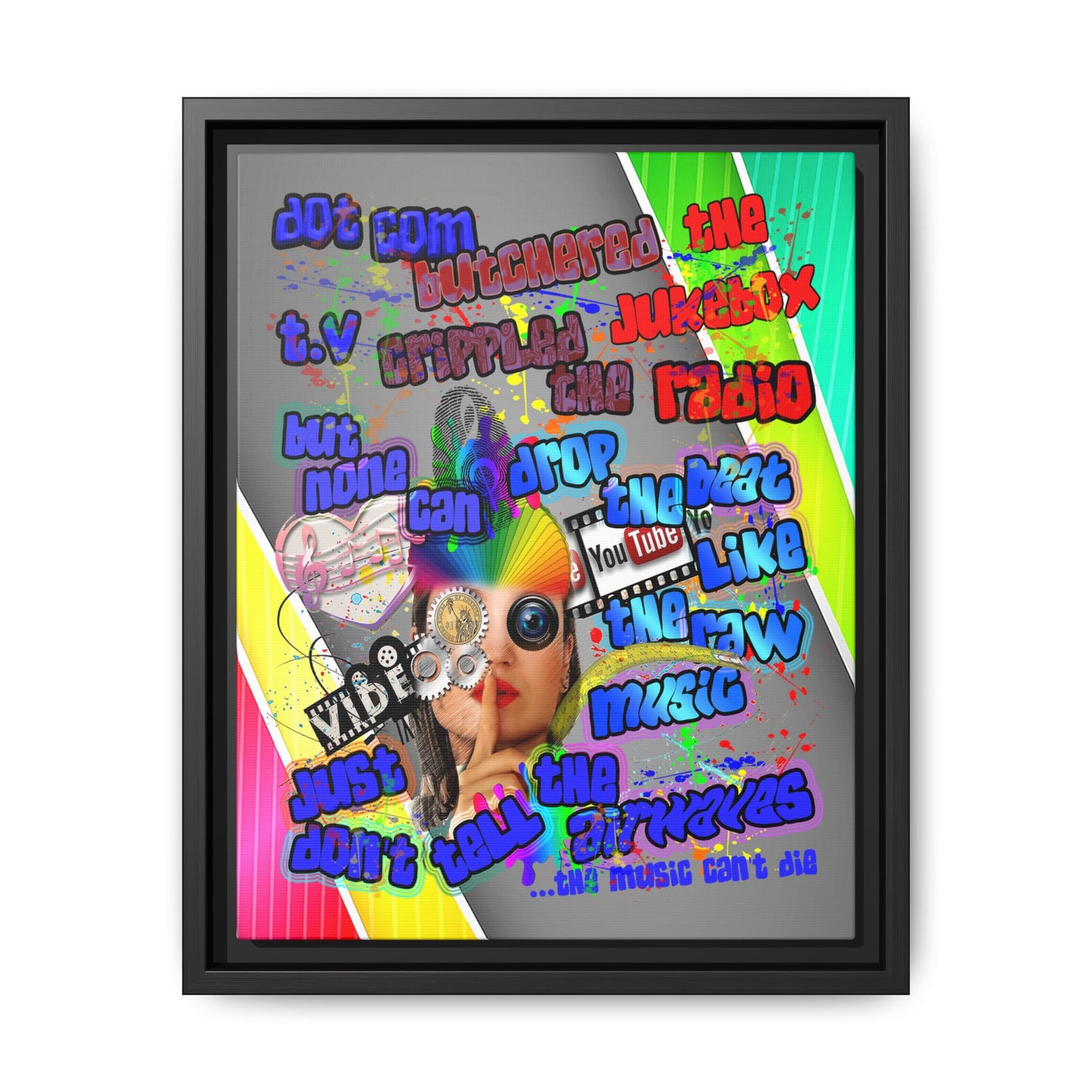 drop the beat - framed canvas art (rainbow split)
