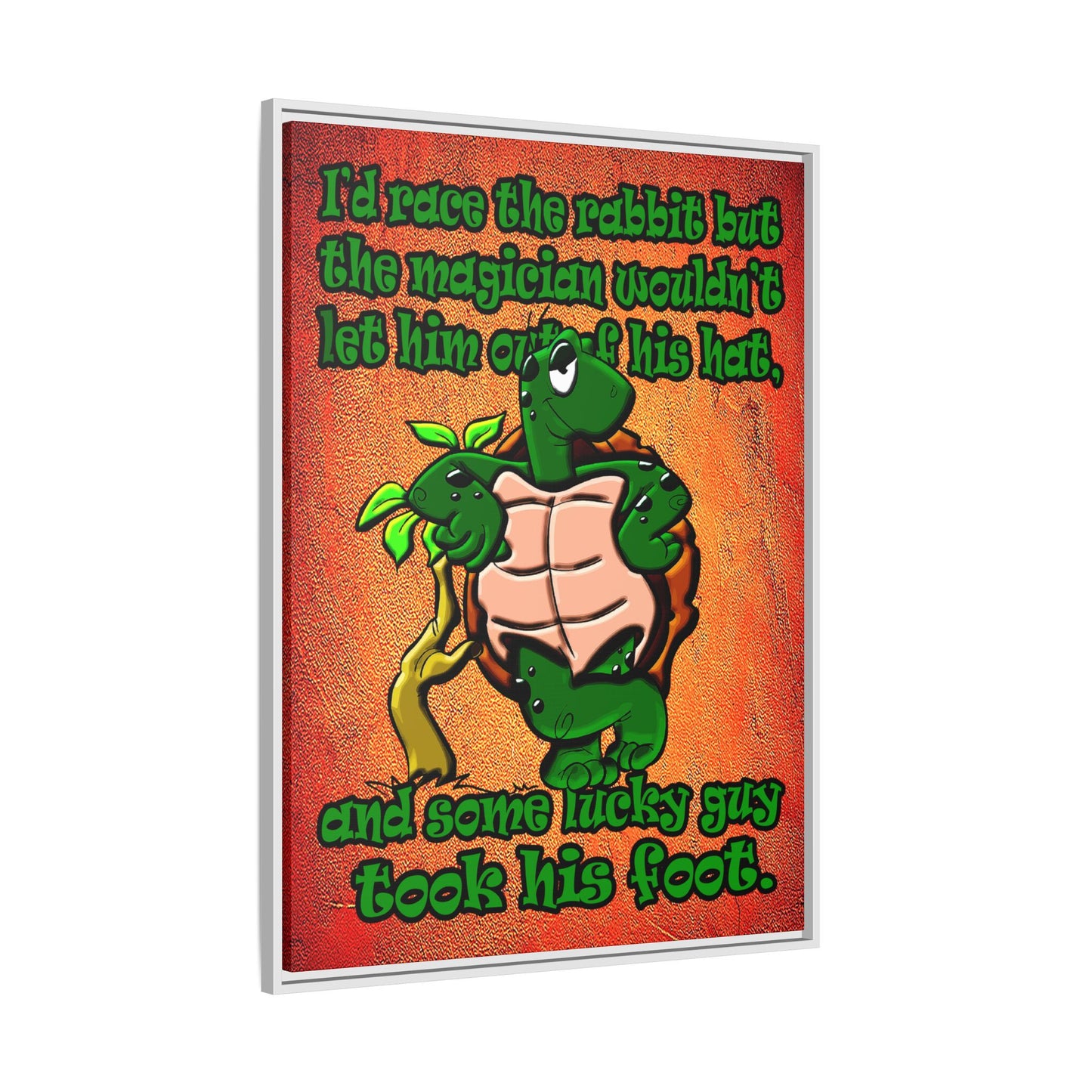 turtle race - framed canvas art (burnt orange)