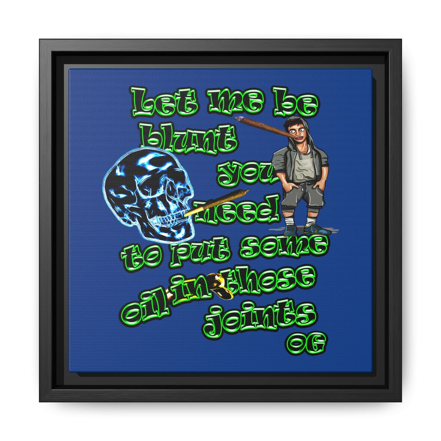 og - framed canvas art (dark blue)