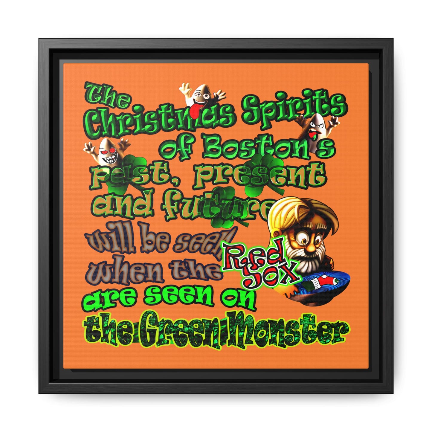christmas spirits of boston - framed canvas art (crusta)