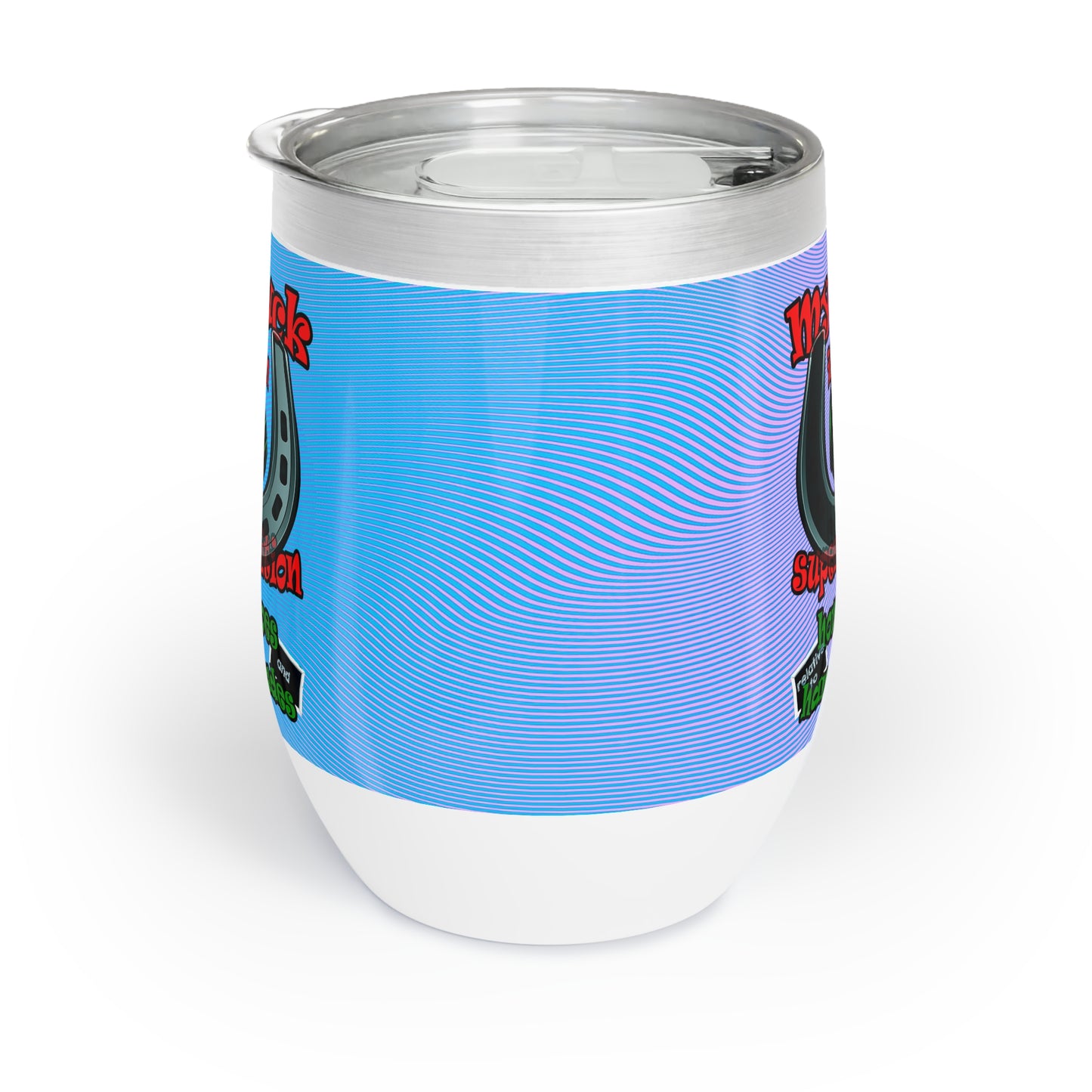 my luck - Chill Wine Tumbler (light blue-purple wave)