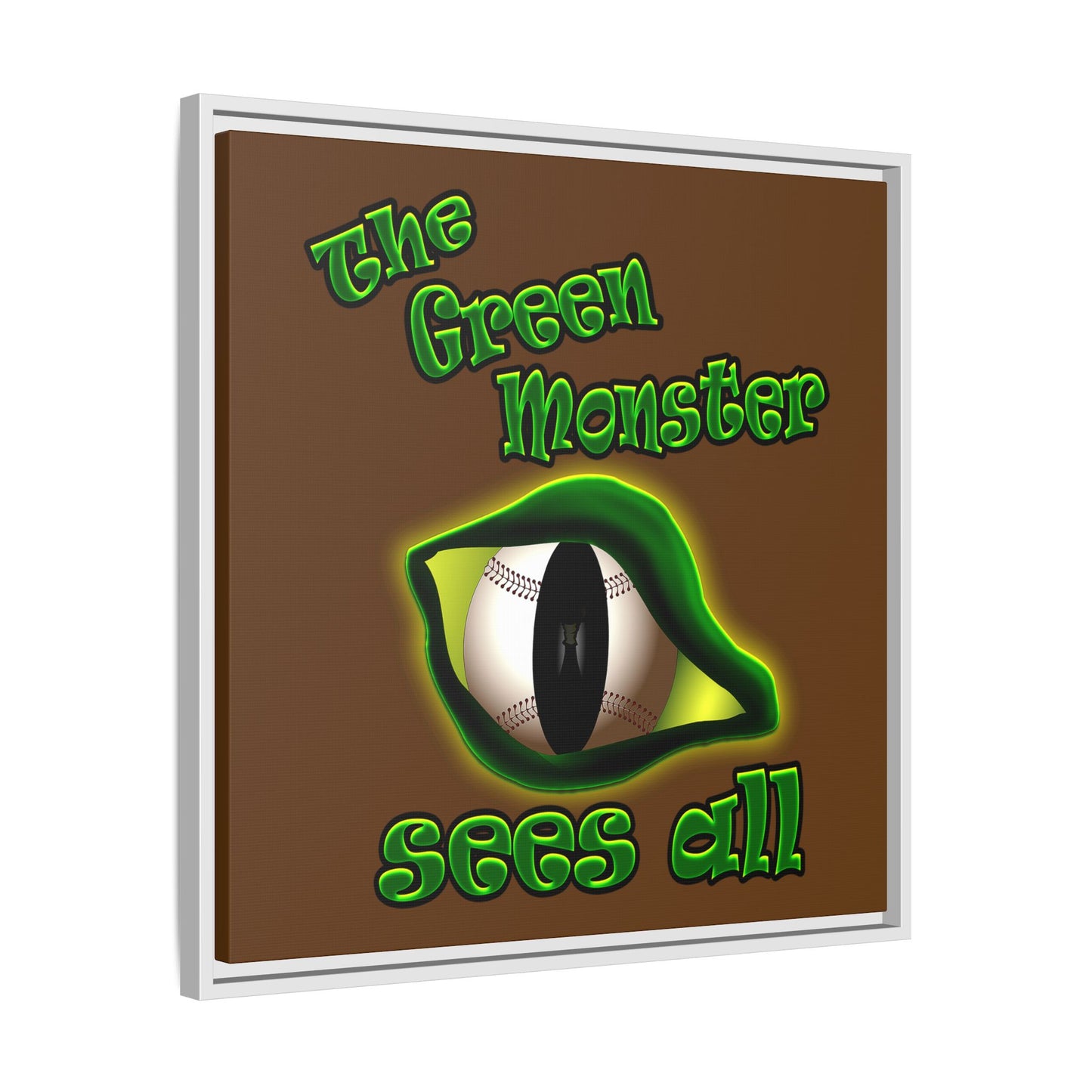 green monster - framed canvas art (brown)