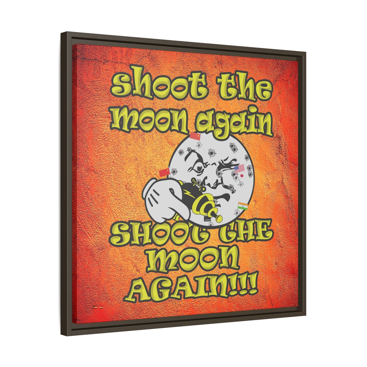 shoot the moon again - framed canvas art (burnt orange)