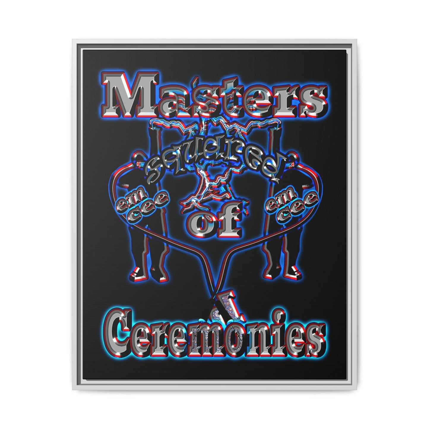 em cee squared - framed canvas art (black)