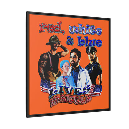 rw&b lives matter - framed canvas art (orange)