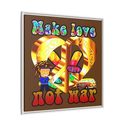 love peace - framed canvas art (brown)
