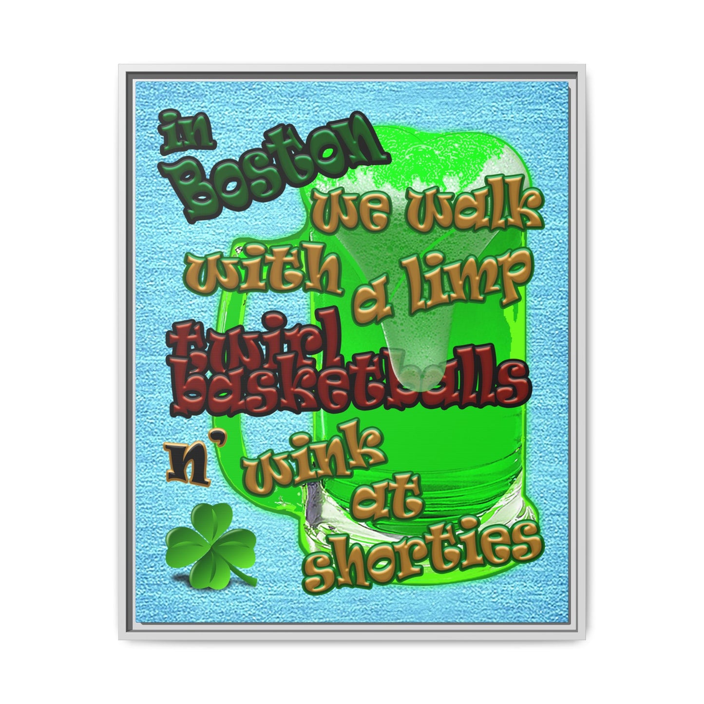 celtics logo - framed canvas art (faded blue)