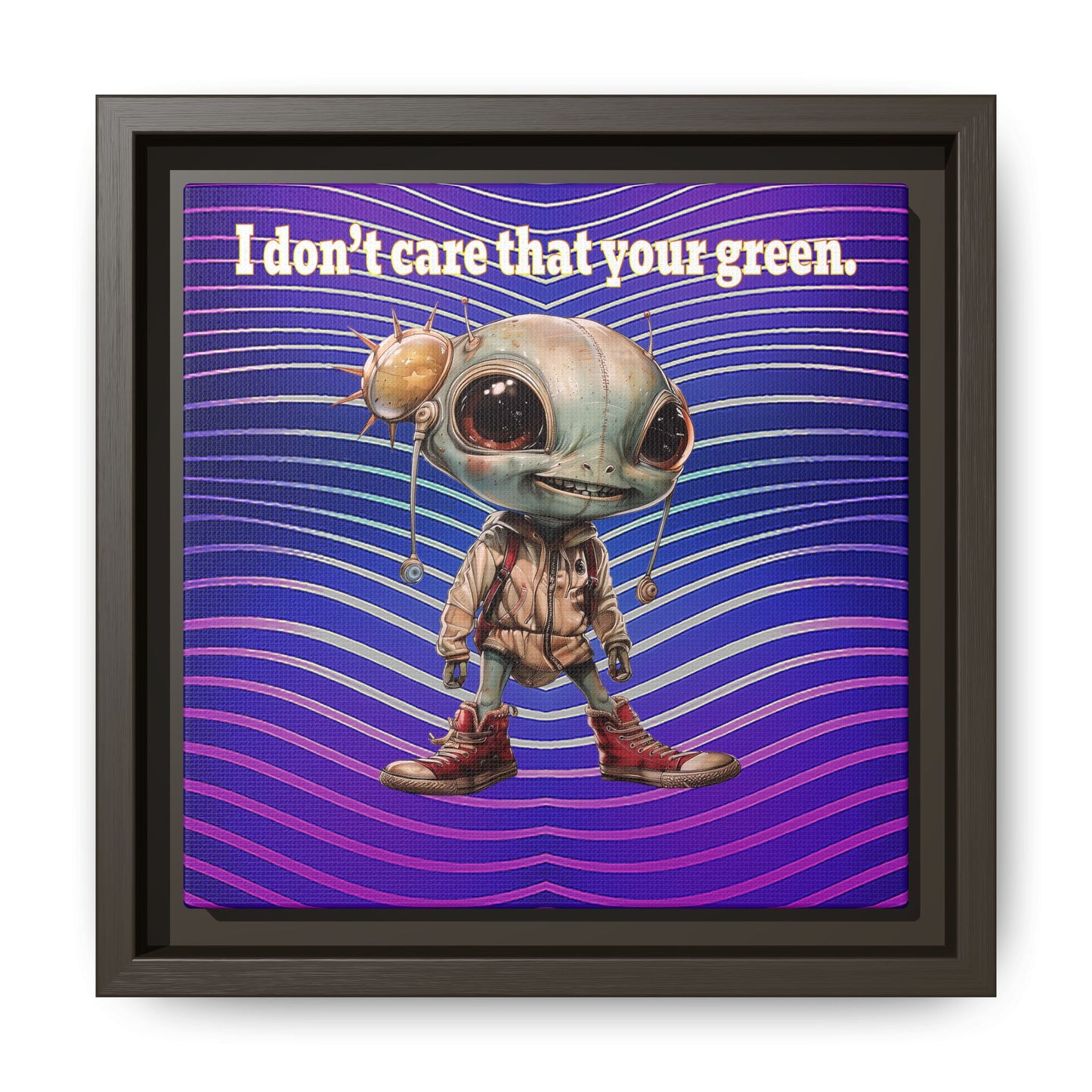 I don't care that your green - framed canvas art (purple wave)