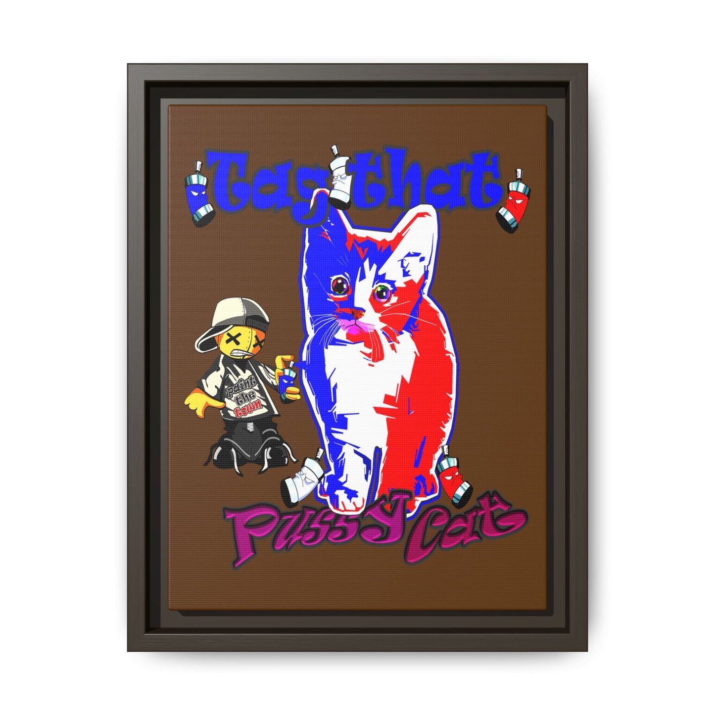tag that - framed canvas art (brown)