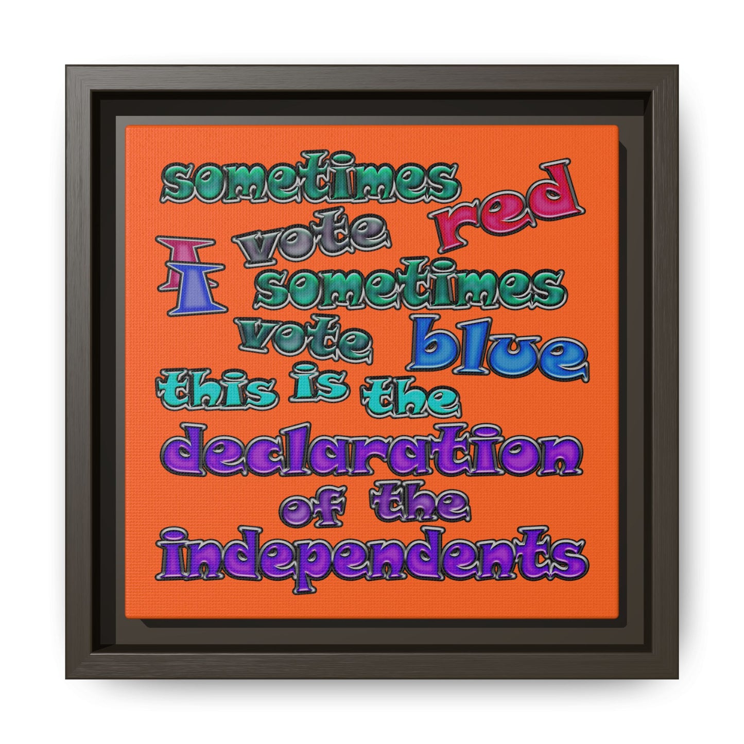declaration of the independents - framed canvas art (orange)