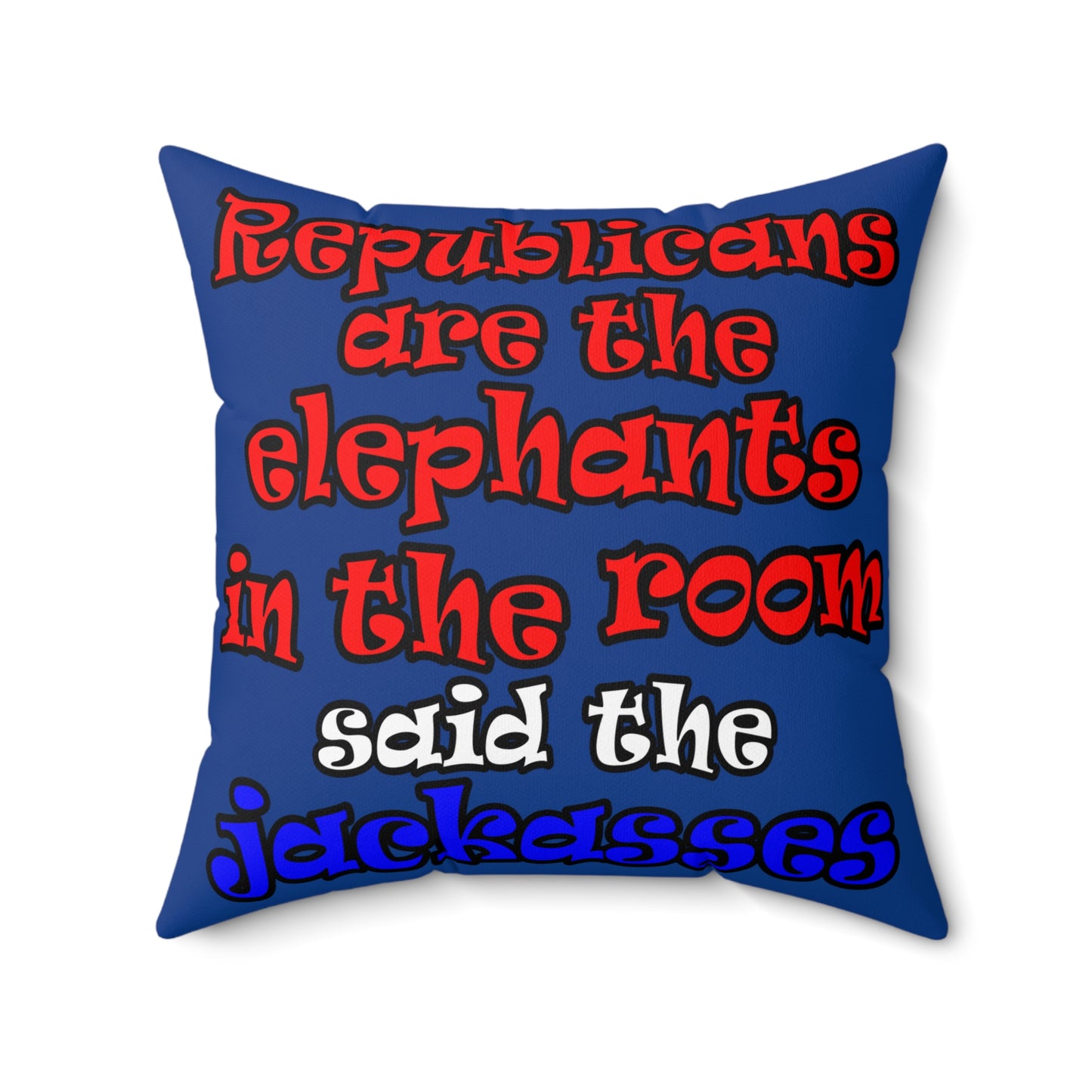 donkeys and elephants - Spun Polyester Square Pillow - (dark blue)