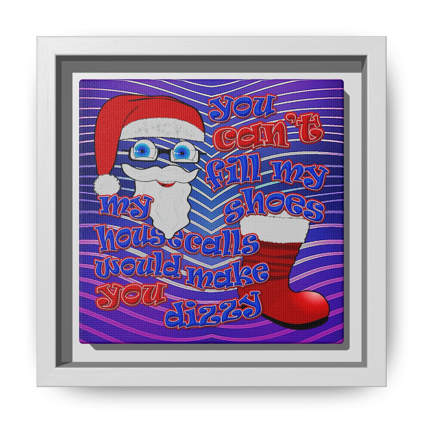santa's shoes - framed canvas art (purple wave)