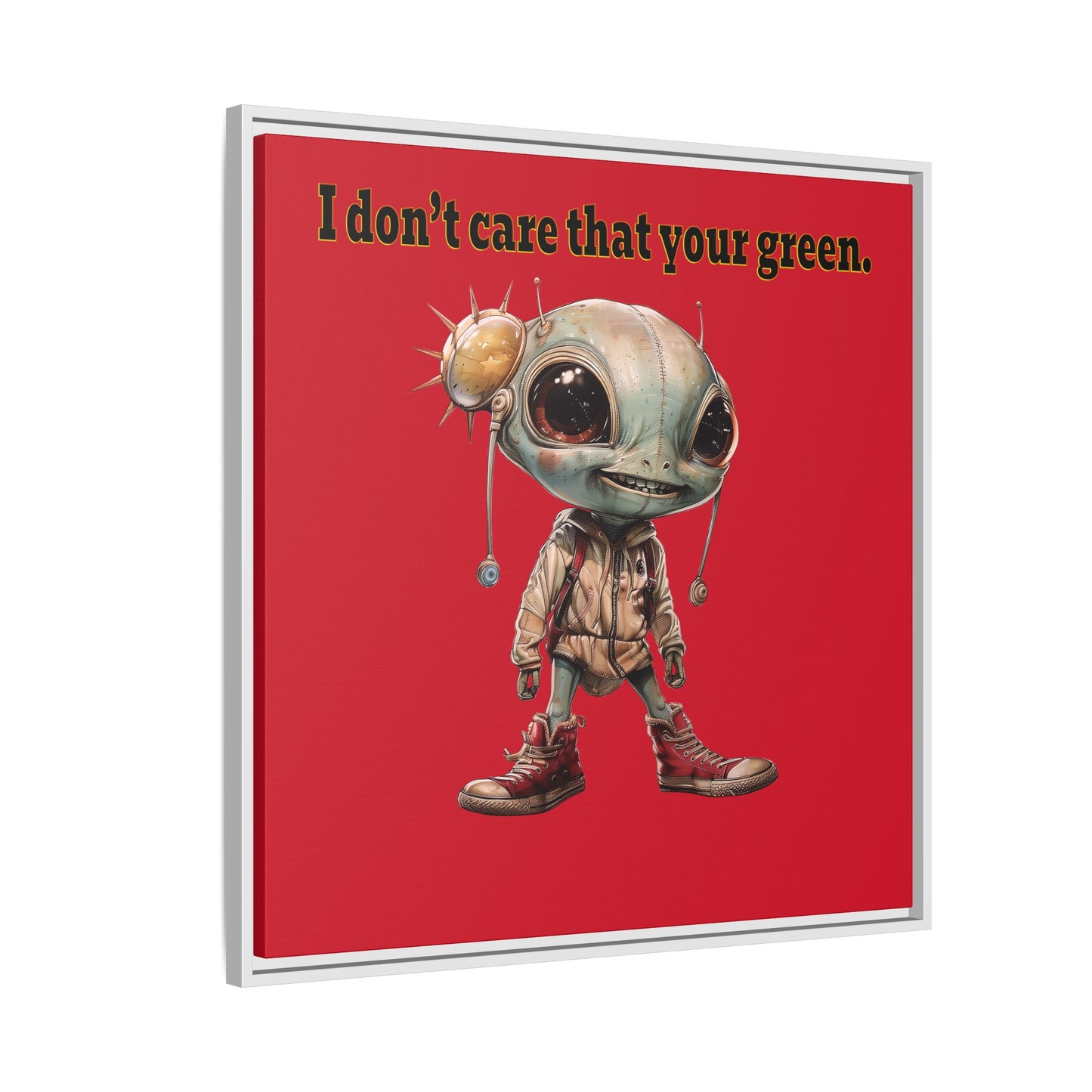 I don't care that your green - framed canvas art (dark red)