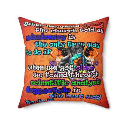 doggystyle - Spun Polyester Square Pillow - (burnt orange)