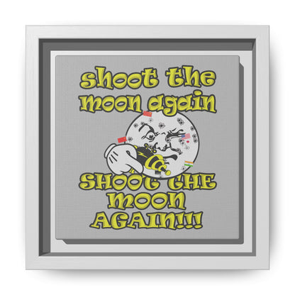 shoot the moon again - framed canvas art (light grey)