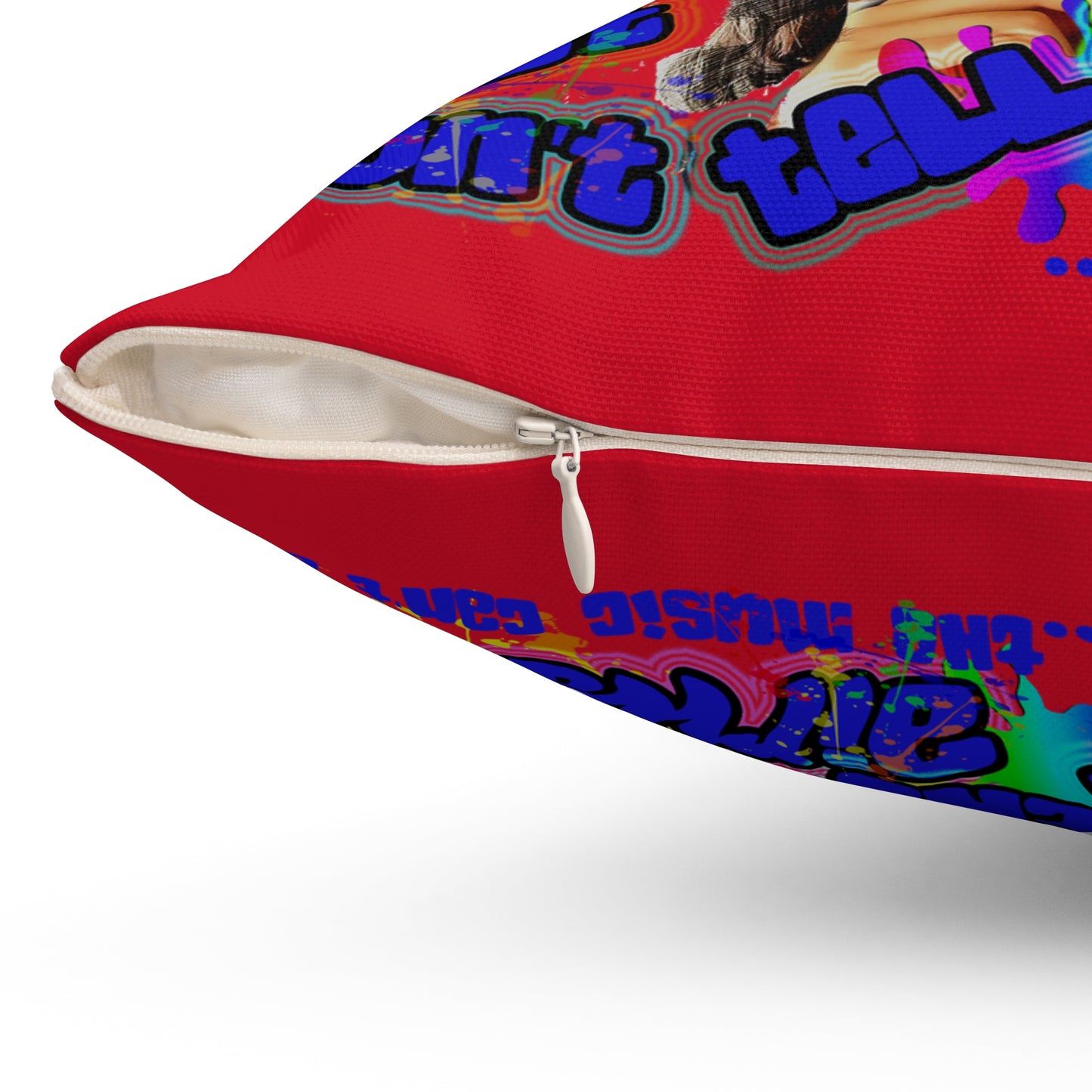 drop the beat - Spun Polyester Square Pillow - (dark red)