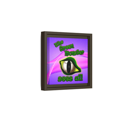 green monster - framed canvas art (purple-pink wave)